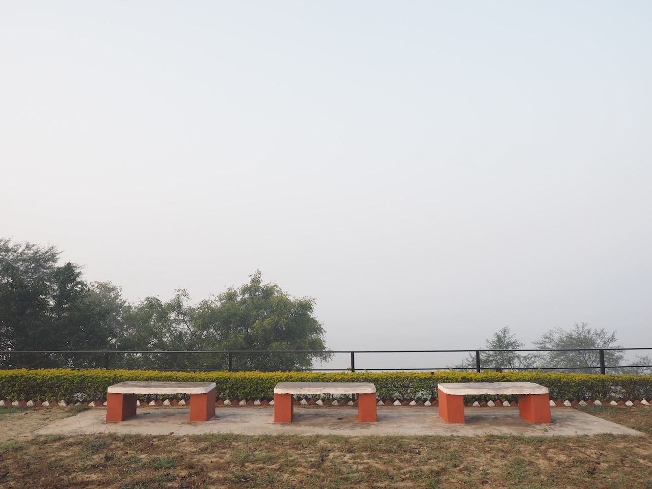 Benches overlooking the Ganga - Himalayan Institute