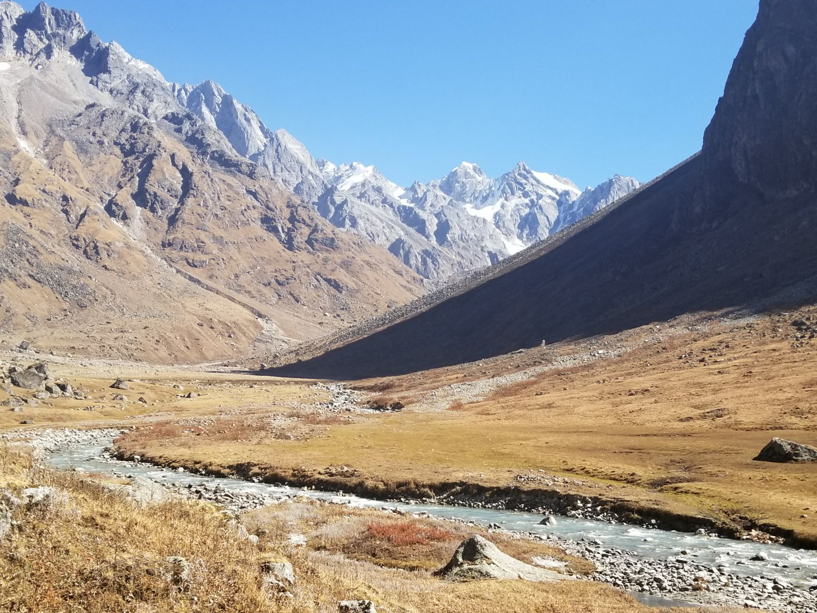 A Glaciel Stream cuts through the Hata Valley that lies just above Har Ki Doon - Himalayan Institute