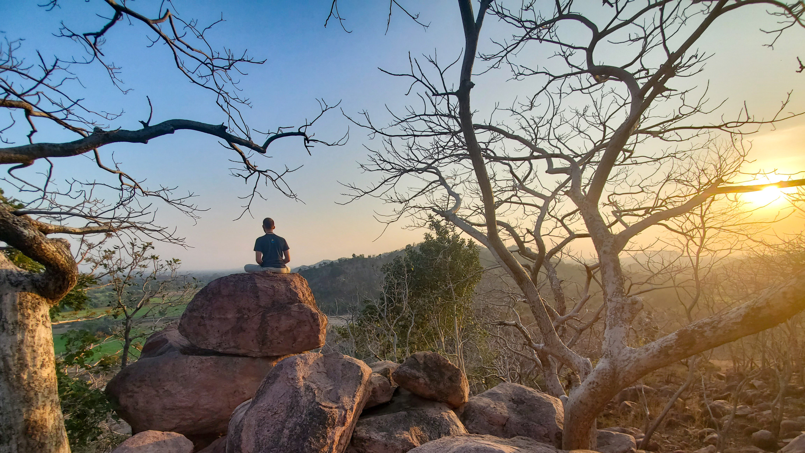 Meditating on boulder
