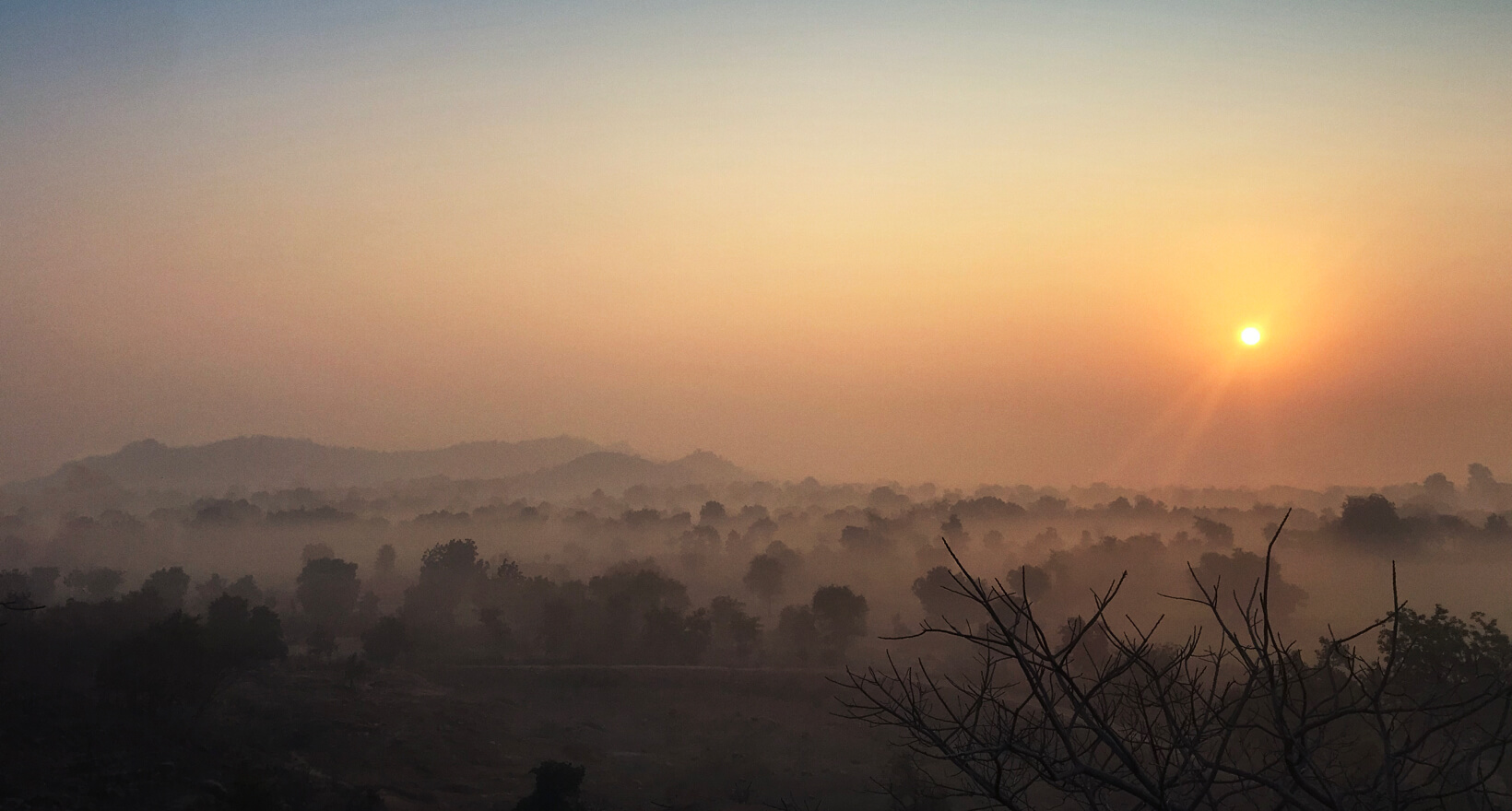 sunset fields foggy inline large - Himalayan Institute