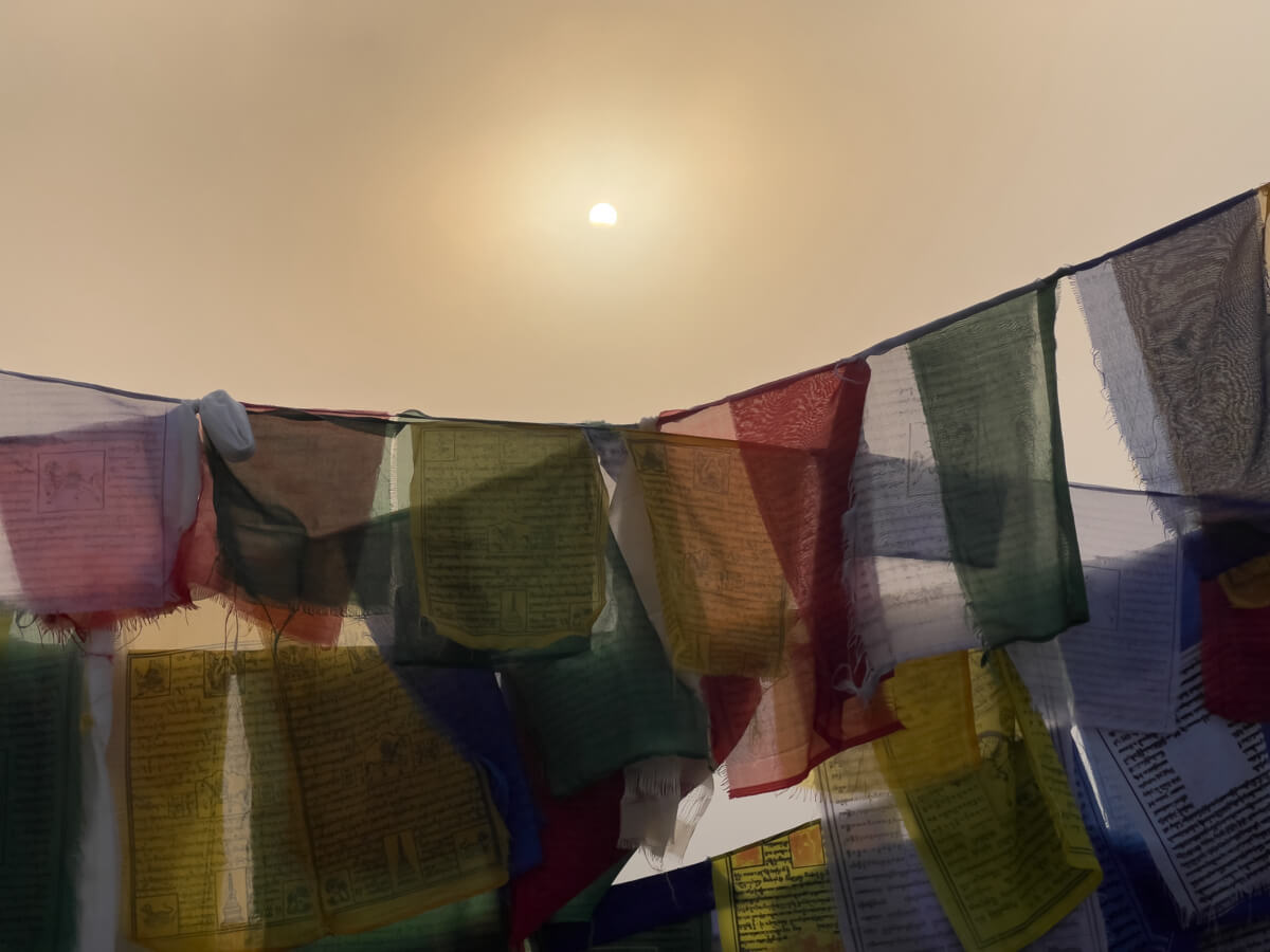 sikkim morning through the flags - Himalayan Institute